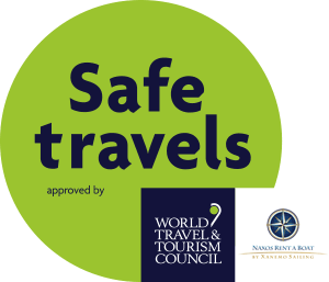 Naxos Rent a Boat Safe Travels stamp approved by World Travel Tourism Council